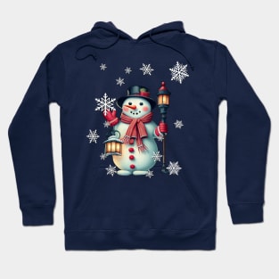 Snowman Cute Snowmen Snowflakes & Lampost Design Hoodie